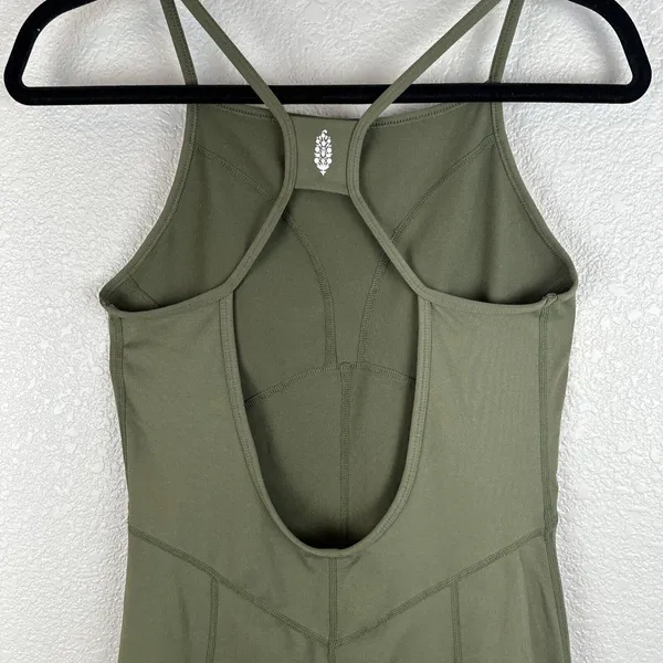Free‎ People Movement Side To Side Performance Jumpsuit Size Medium Olive Green - Image 5