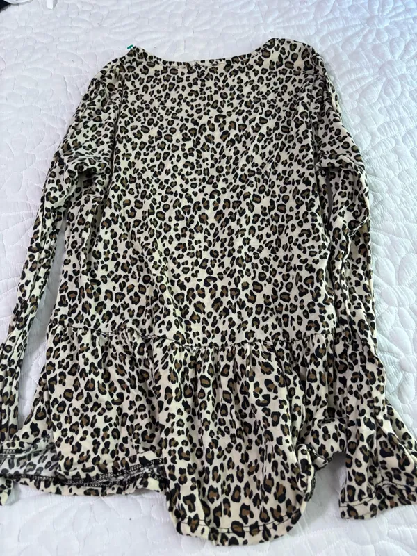 Cheetah print long sleeve peplum blouse Multiple Size XS - Image 3