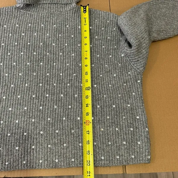NWT Steve Madden Rhinestoned Astro Sweater Oversized Turtle Neck‎ Knit Sweater - Image 12