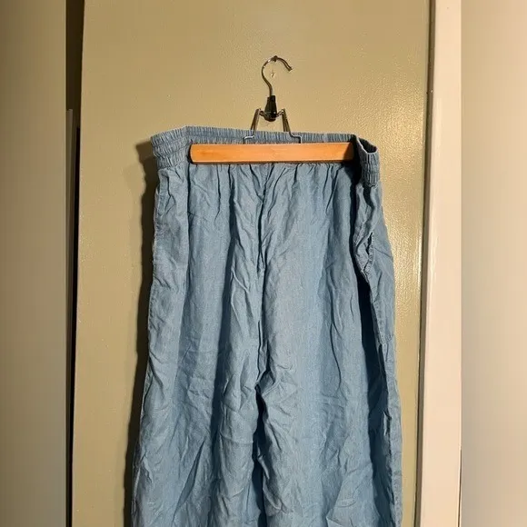 Club Z Collection Women's Wide Leg Pant Chambray Blue Pull On 100% Tencel - Image 7