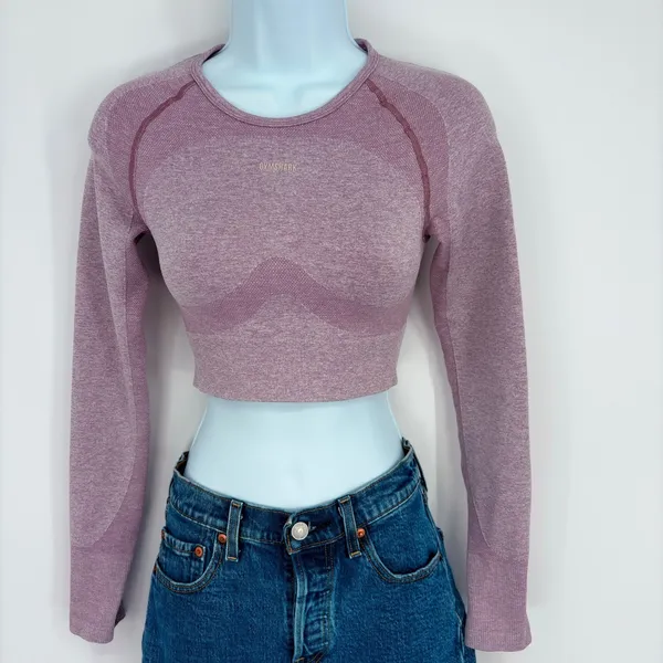 Gymshark Vital Sports Bra Top Long Sleeve‎ Dusty Rose Womens SM Gym Yoga Workout - Image 3