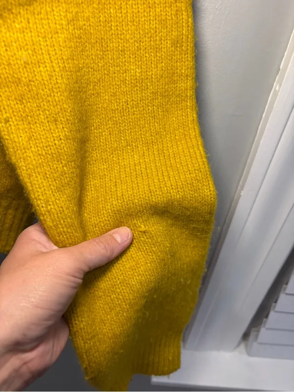 RARE Anthropologie Maeve Mustard Yellow Lace Collar Cardigan Sweater Size M - Image 10