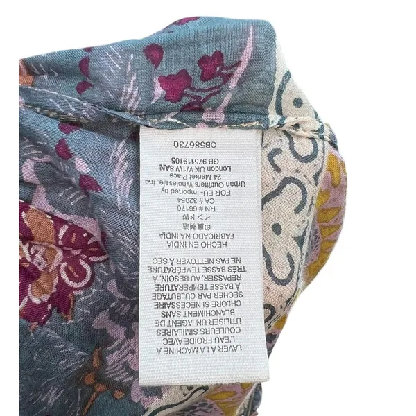 Free People Hold‎ On Tight Gauze Pullover Top Hooded Floral Paisley XS Small - Image 14