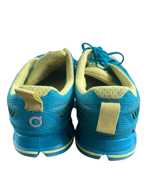 On Running On Cloud Cloudflyer blue yellow maui lemon running trainers size 10 - Image 10