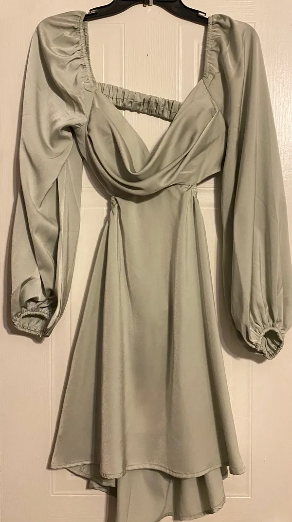 Hello Molly Green Satin Dress - Image 4
