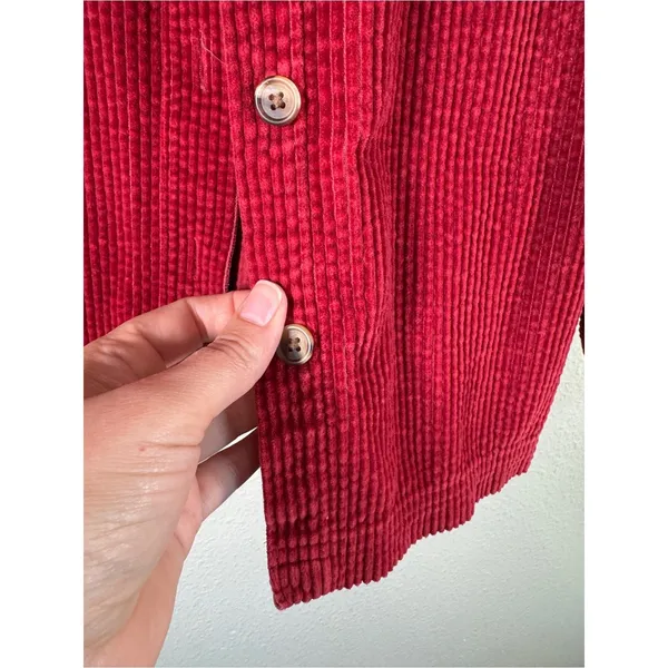 LL Bean Red Corduroy Shirt Jacket Shacket Womens S Casual Classic Cotton Fall - Image 7