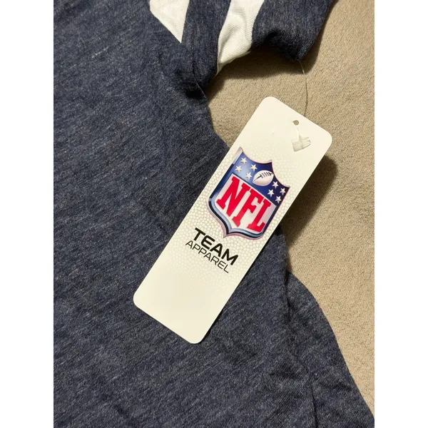 NFL Team Apparel Chicago Bears Womens V-Neck Graphic T-Shirt Heather Navy Small - Image 4