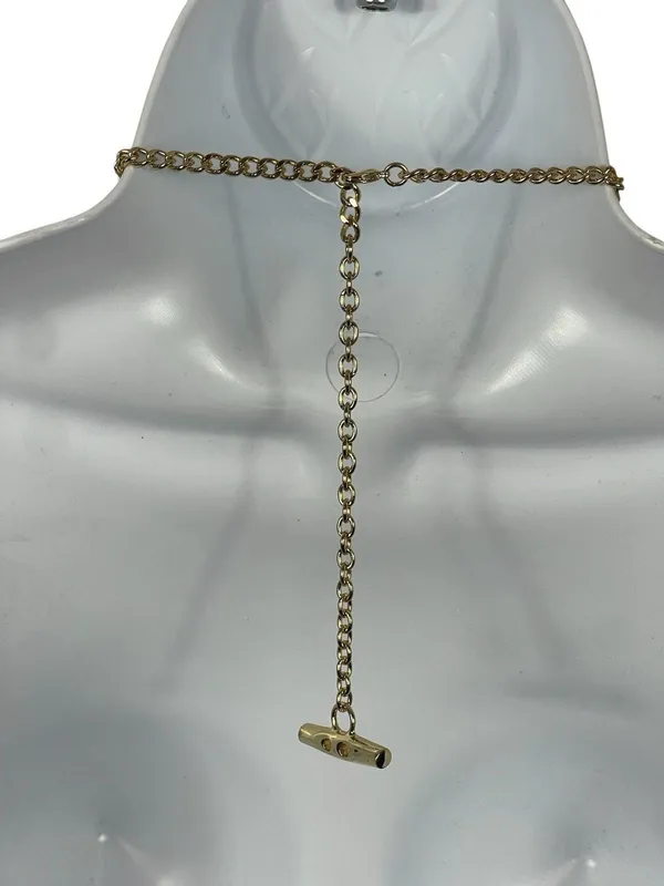 Lauren Ralph Lauren Navy Halter Cocktail Dress Gold Chain Neck Keyhole 8 - Image 7