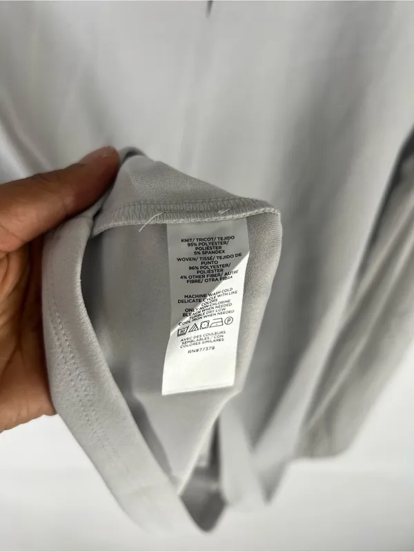 Ann Taylor Gray Mixed Media Mock Neck Blouse Size M - Image 7