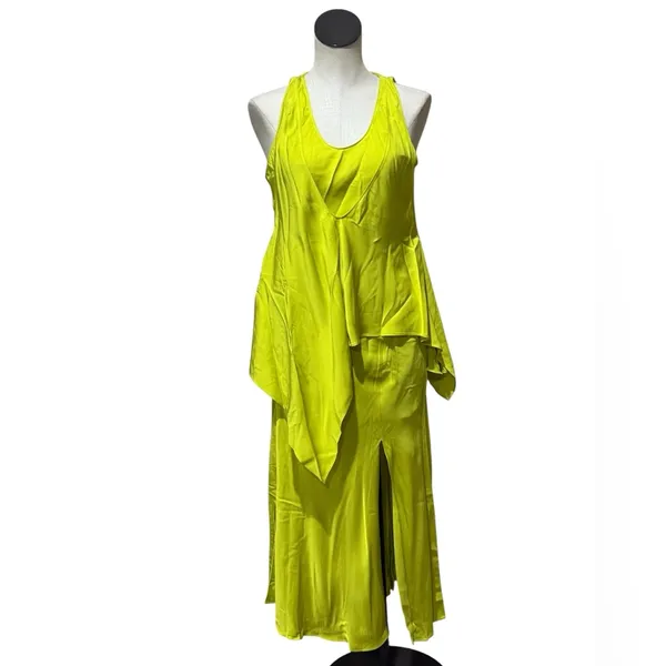 NWT Zara Lime Green Asymmetrical Midi Dress Bloggers Faves - Image 9