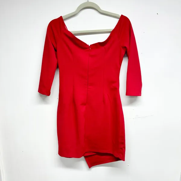 Lulu's Women Baby Be Mine Red‎ Off-the-Shoulder Bodycon Dress Large - Image 4