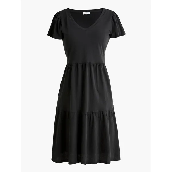 J.Crew Black Cotton Tiered Midi Dress Sz.L - Image 2