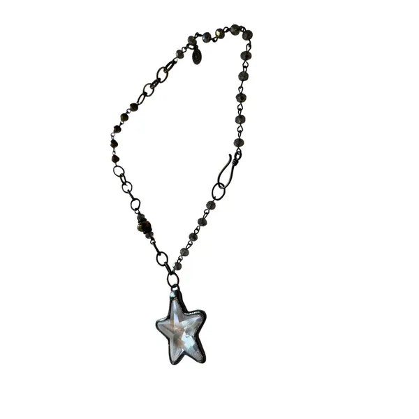Star Pendant Necklace Celestial Y2K Boho Statement Gunmetal Gray - Image 5