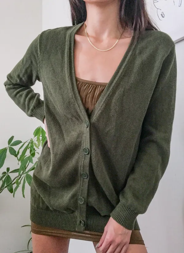 Forever21 Dark Green Long Cardigan Sweater Top - Image 2