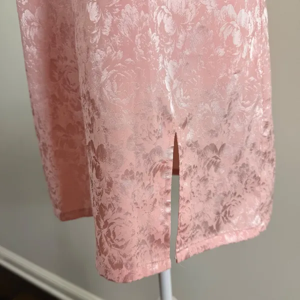 Garage Blush Pink Floral Satin Jacquard Slip Dress Mini V-Neck Adjustable Straps - Image 6