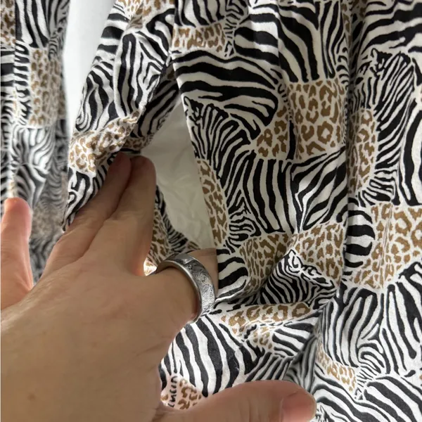 J.CREW‎ Factory Zebra Animal Prit Dress Cotton Lined Safari Fit & Flare M - Image 7