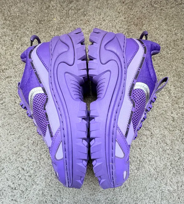 SKECHERS Women’s Purple Memory Foam Leather Low Top Lace-Up Athletic Sneakers - Image 3