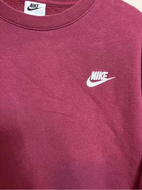 Nike Air Womens Sweatshirt Crew Neck Pullover Logo Fleece Burgundy Maroon‎ Small - Image 2