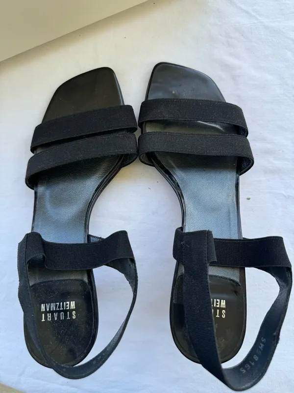 Vintage Stuart Weitzman Elastic Strap Sandal | Black Heels  - Image 5