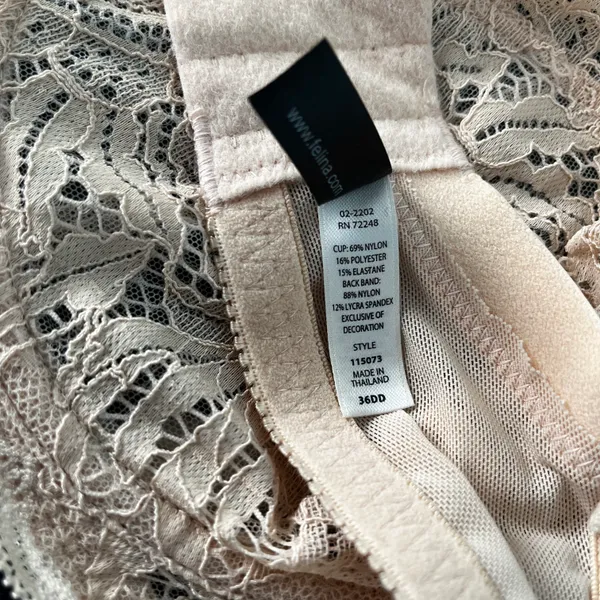Felina Like New 36DD 115073 Peridot Unlined Lace Mesh T Shirt Bra Women’s Nude Beige - Image 6