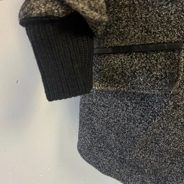 Vince Shawl Collar Asymmetrical Zip Wool Blend Lambskin‎ Trim Tweed Ines Coat XS - Image 9