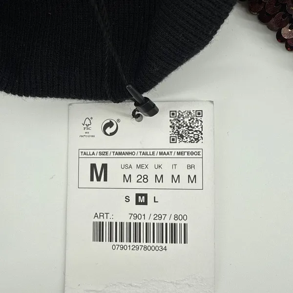 NWT Zara Trafaluc Black w/ Red Sequin Turtleneck Sweater Women's Size‎ Medium - Image 7