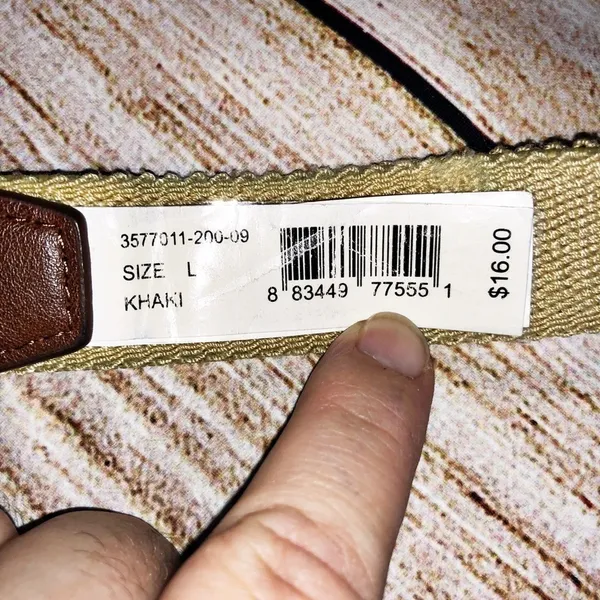Classic Belt / khaki canvas and Brown belt Size L - Image 3