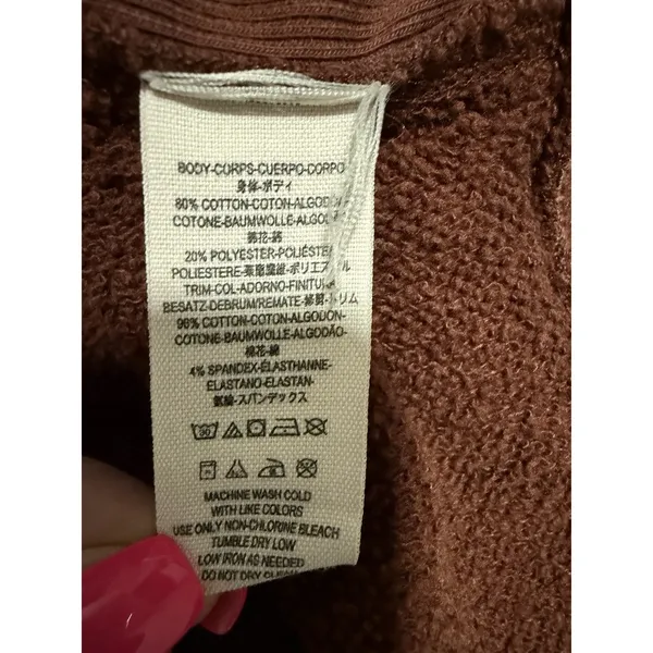 Free‎ People West Track Distressed Hoodie Brown Women's Size Small - Image 10