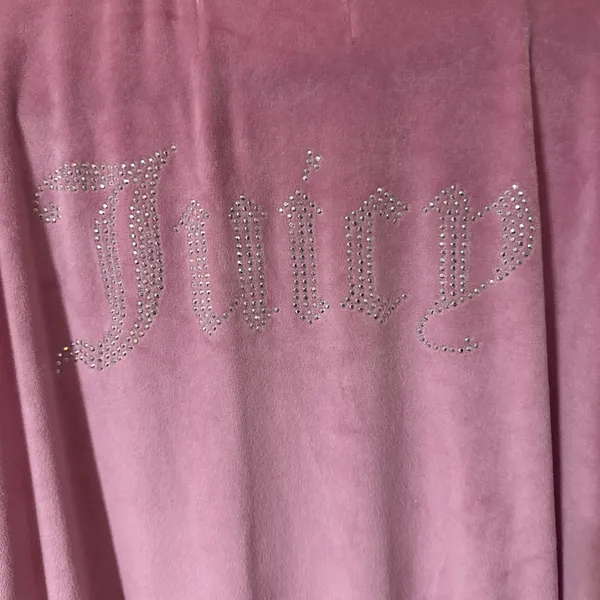 Vintage Y2K Juicy‎ Couture Pink Velour Robe Size S/M Rhinestone Logo - Image 7
