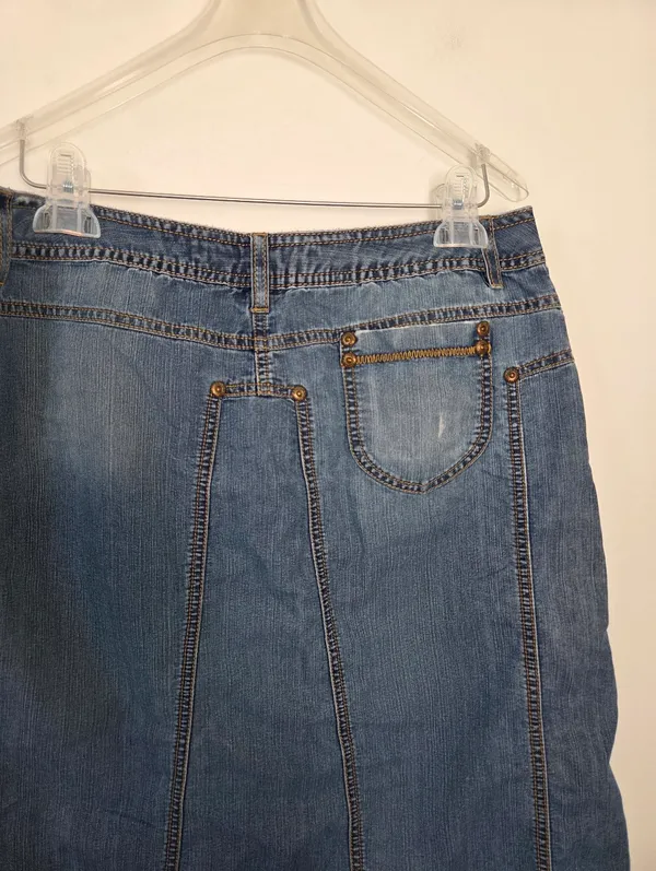 Jeanstar Denim Skirt A-Line Knee Length Y2K 90s Medium Wash Retro Casual Medium - Image 8