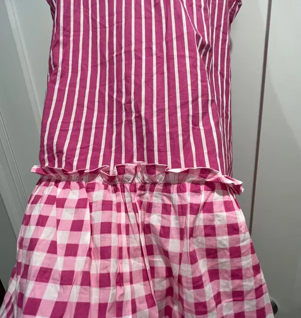 NWT J. Crew Bright Pink Gingham and Stripes Cover Up Summer Dress - Size Small - Image 6