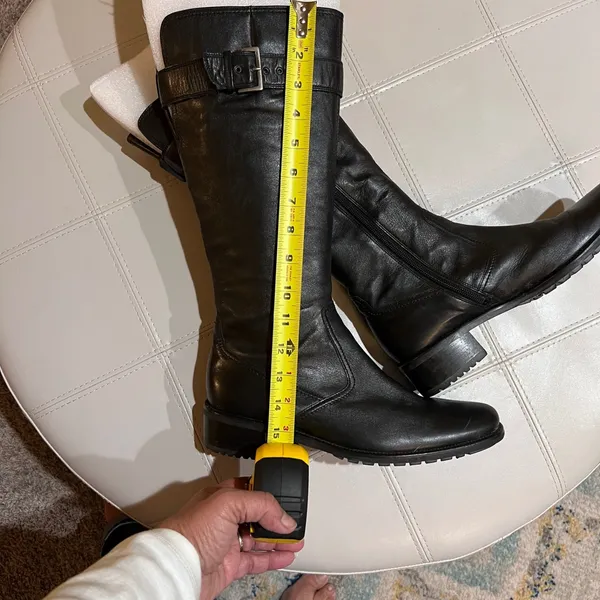 Gabor Black Leather Riding‎ Boots Buckle Detail Rubber Sole MRSP $235-Size 6.5 - Image 5