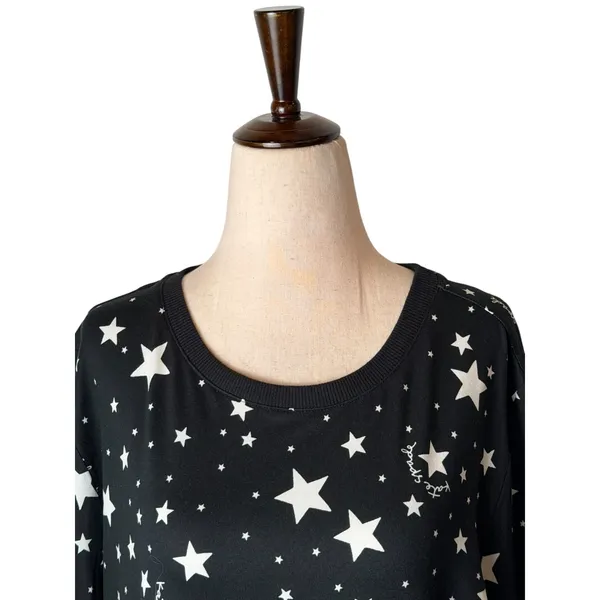 Kate Spade Pajama Top Women Large Black White Star Print NWT Whimsigoth Sleep‎ - Image 4