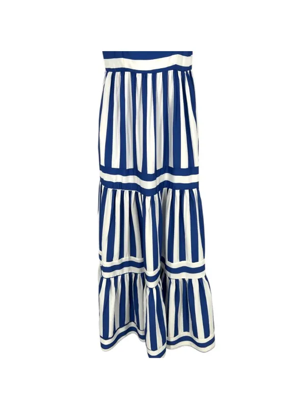 Urban Daizy Nautical Stripe Maxi Dress Blue White Tiered Sun Dress Medium NWT - Image 3