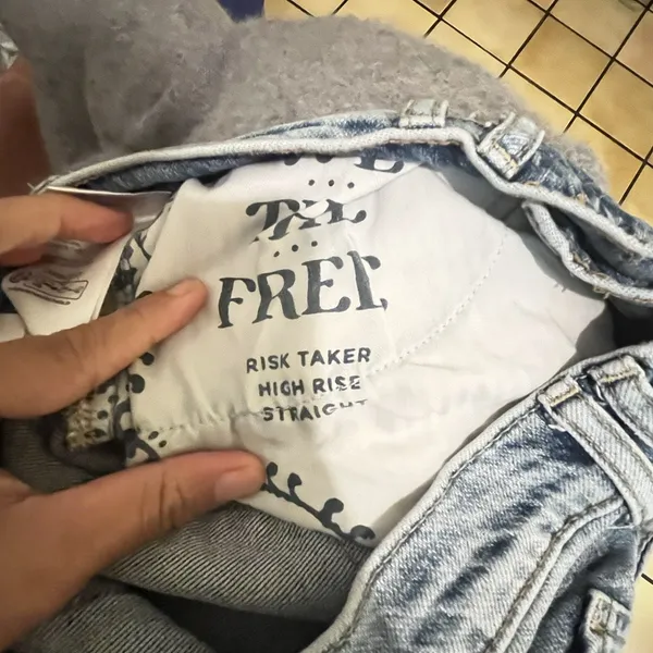We the Free Risk Taker Jeans Sz 25 Blue Mid Rise Raw Hem Stretch Festival Rodeo - Image 10