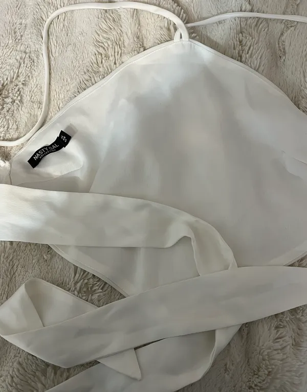 Nasty Gal White Tie Back Halter Top - Image 5