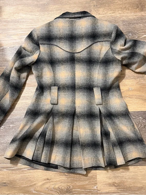 Stetson Women’s Western Plaid Double Breasted Wool Blend Jacket S - Image 6