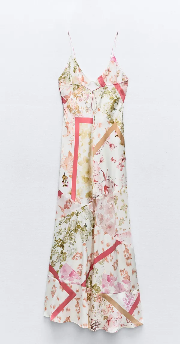 ZARA dress midi floral boho summer casual split satin wedding - Image 8