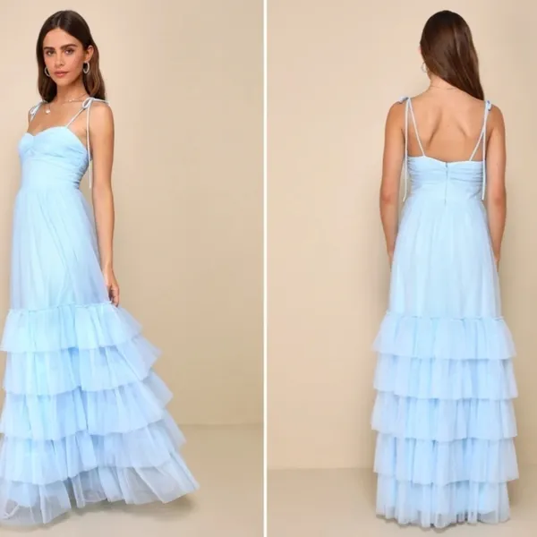 LULU's Prom Wedding Boho Romantic Tiered Ruffles Maxi Dress NWOT - Image 4