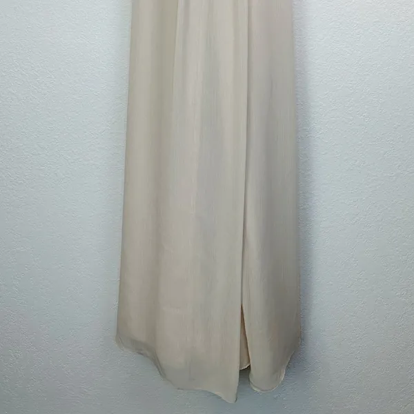 White by Vera Wang Cream Chiffon V Neck Cross Back Full Length Gown Size 4 - Image 7