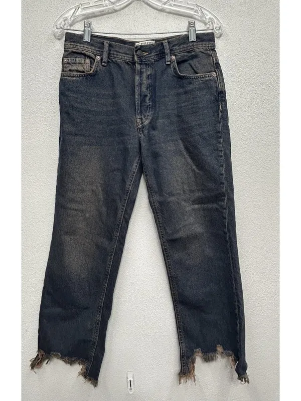 Free People Jeans Womens 26 Maggie Mid Rise Straight Crop Raw Hem (actual 29x25) - Image 2