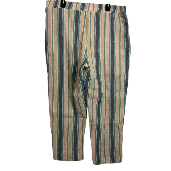 Angel jeans 100% cotton gauze striped wide leg pants Beachy boho 1X - Image 3