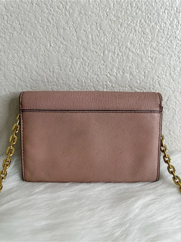 Marc Jacobs Pink Leather Gold Chain Wallet Crossbody Bag - Image 8