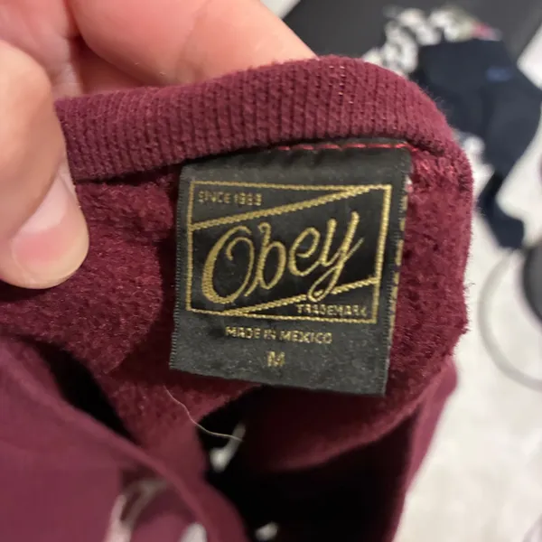 Obey Burgundy Maroon Paisley Logo Crewneck Sweatshirt Womens Medium Streetwear - Image 4