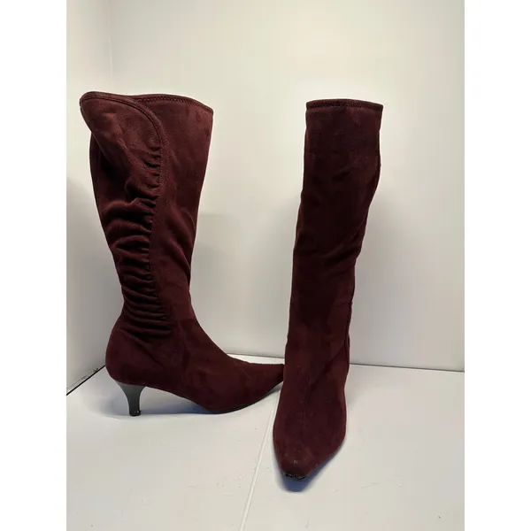 Impo WineSuede Pointed Toe Kitten Heel Slouch Boots Size 6.5 - Image 2