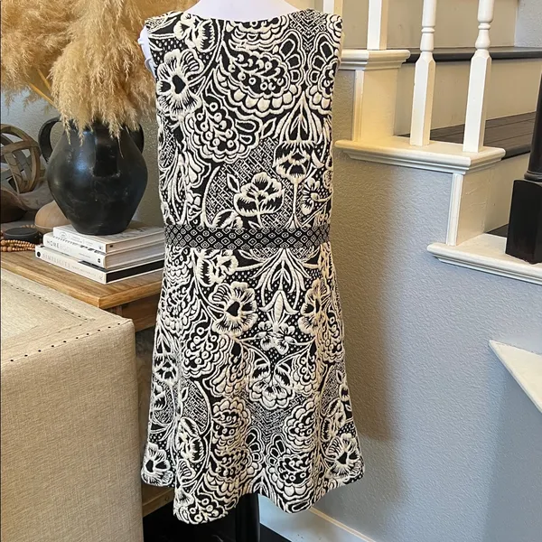 Anthropologie Ett:Twa Valery Jacquard Floral Knit Flared Mini Dress Size XL - Image 9
