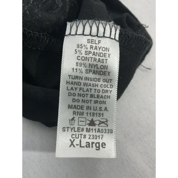 Womans BLEV XL Black White Rhinestone Scoop Neck Short Sleeve Pullover Blouse - Image 4