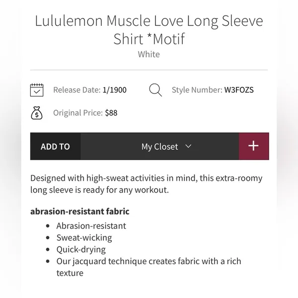 Lululemon Muscle Love Long Sleeve Shirt Top Motif White Graphic Wordmark Size 6 - Image 6