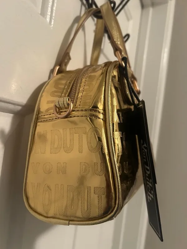 Von Dutch Metallic Gold Bowling Bag VDBB-1004GLD - Image 3