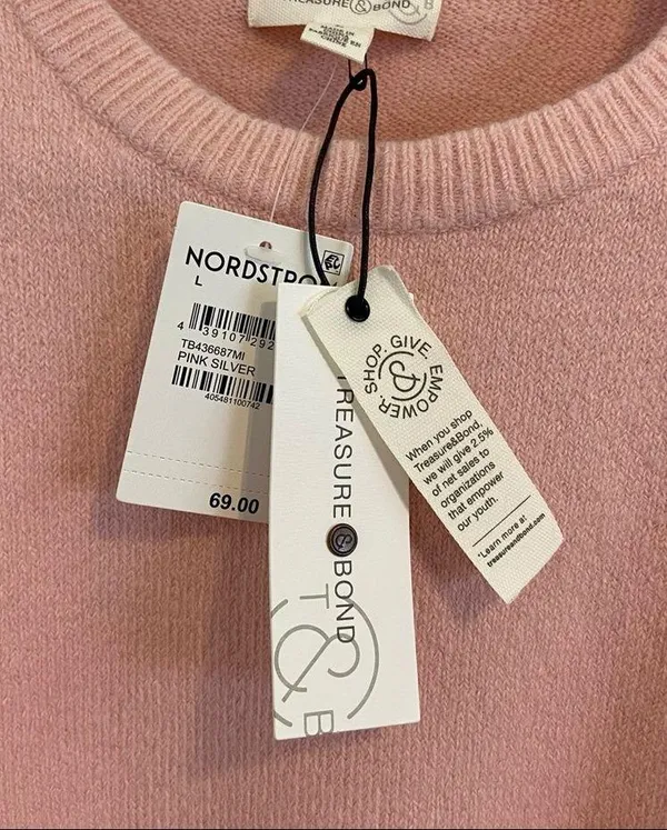 Treasure & Bond Pink Slit Side Oversized Sweater. Size Large. NWT - Image 4